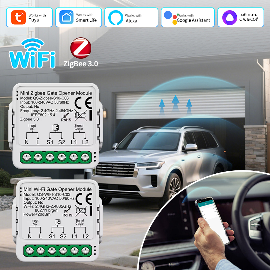 Smart Garage Door Opener - สวิตช์เปิดประตูโรงรถ Tuya ZigBee WiFi โมดูลควบคุมประตูอัจฉริยะ แอป